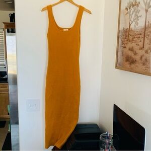 Camila Coelho mustard yellow/Orange Ribbed Sleeveless Tank Dress Size Medium